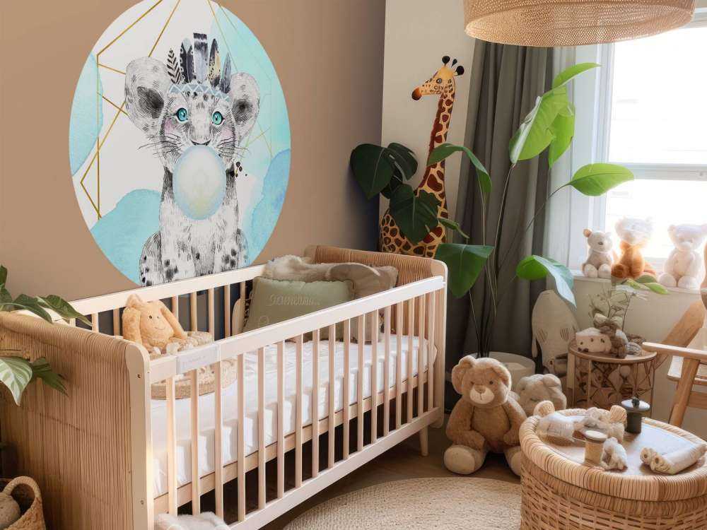 Indian lion cub with bubble gum bell