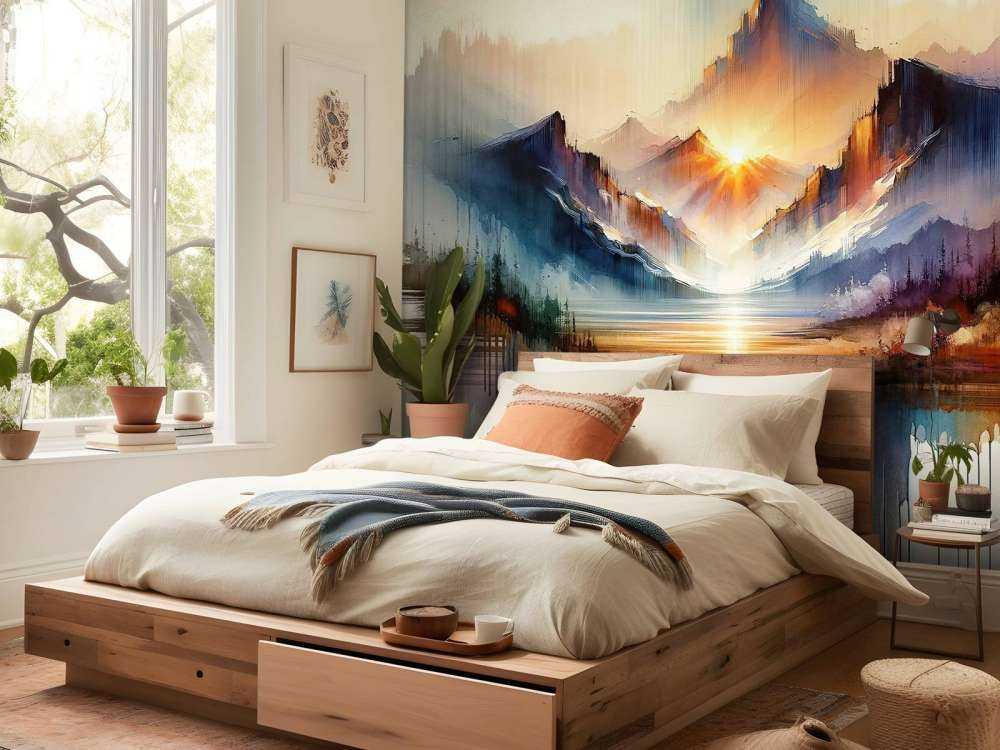 Watercolour Abstract Mountains Landscape