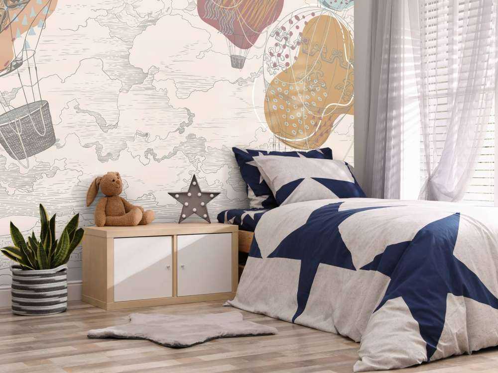 Colored hot air balloons