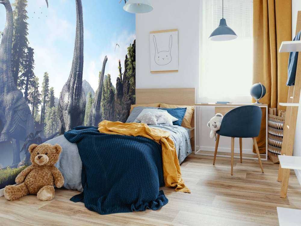 Alamosaurus group walking through a valley