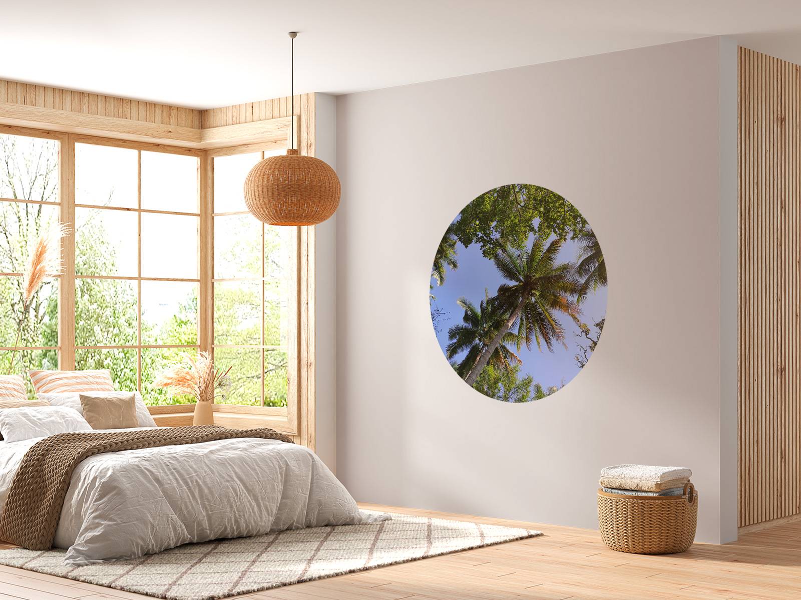 Palm trees from below