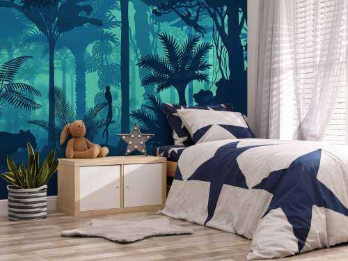 Blue jungle silhouette