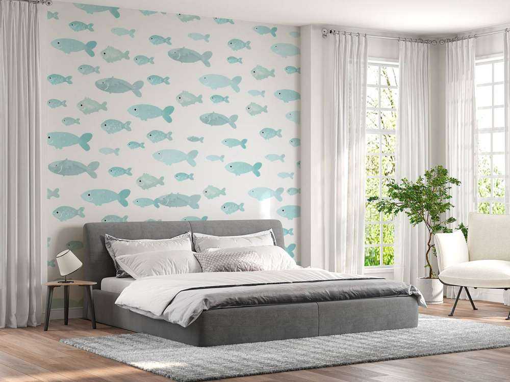 Blauwe visjes print