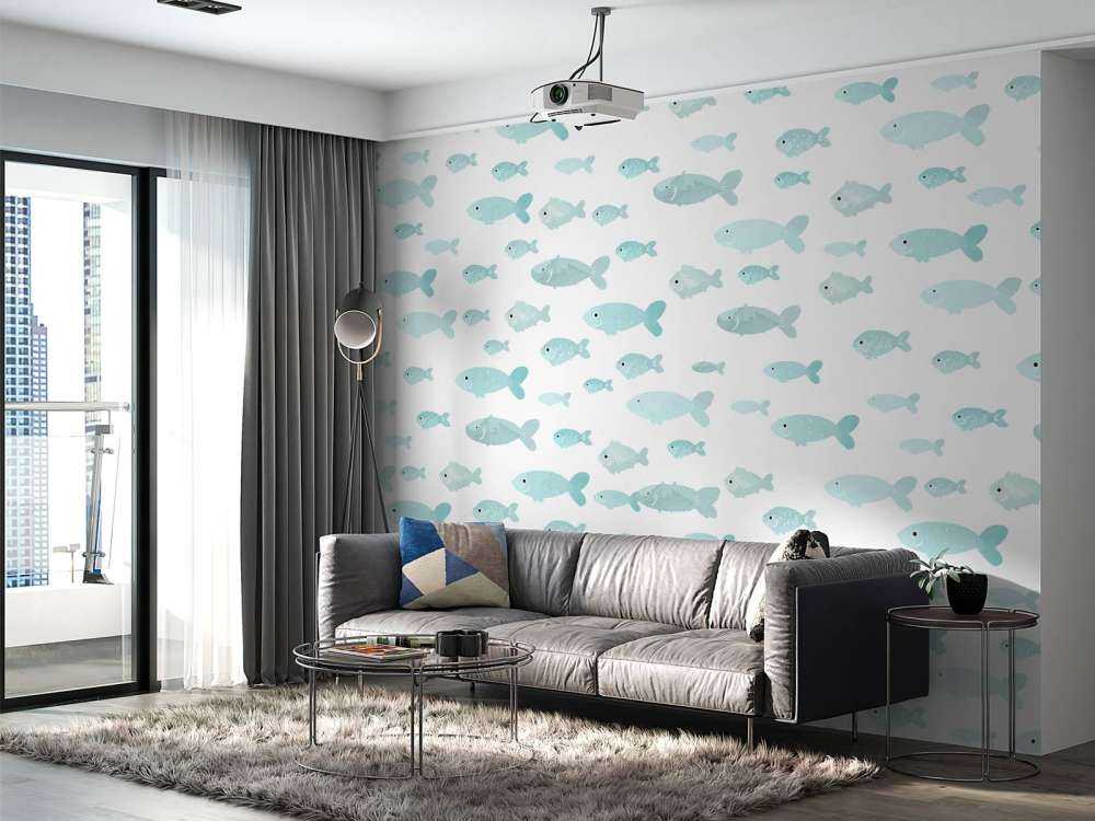 Blauwe visjes print