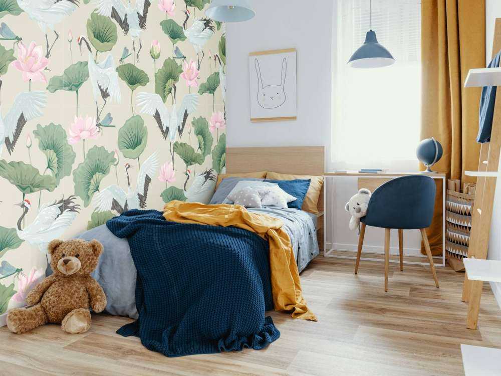 Witte kraanvogels, lichtbruin