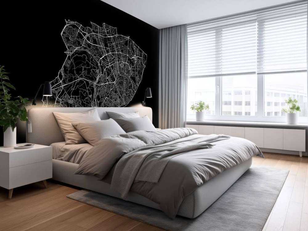 Plattegrond van Lissabon, zwart