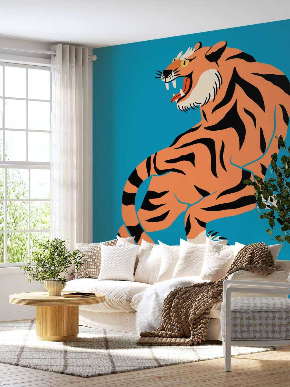Tijger op blauwe achtergrond