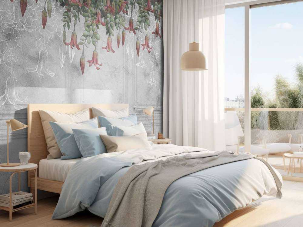 Classic gray paneling with flowers