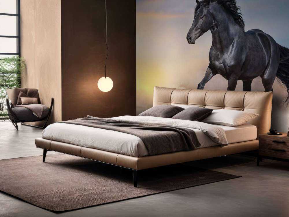 Mooi Zwart Paard in Zand