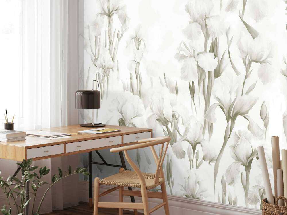 Irises dance in seamless light sepia.