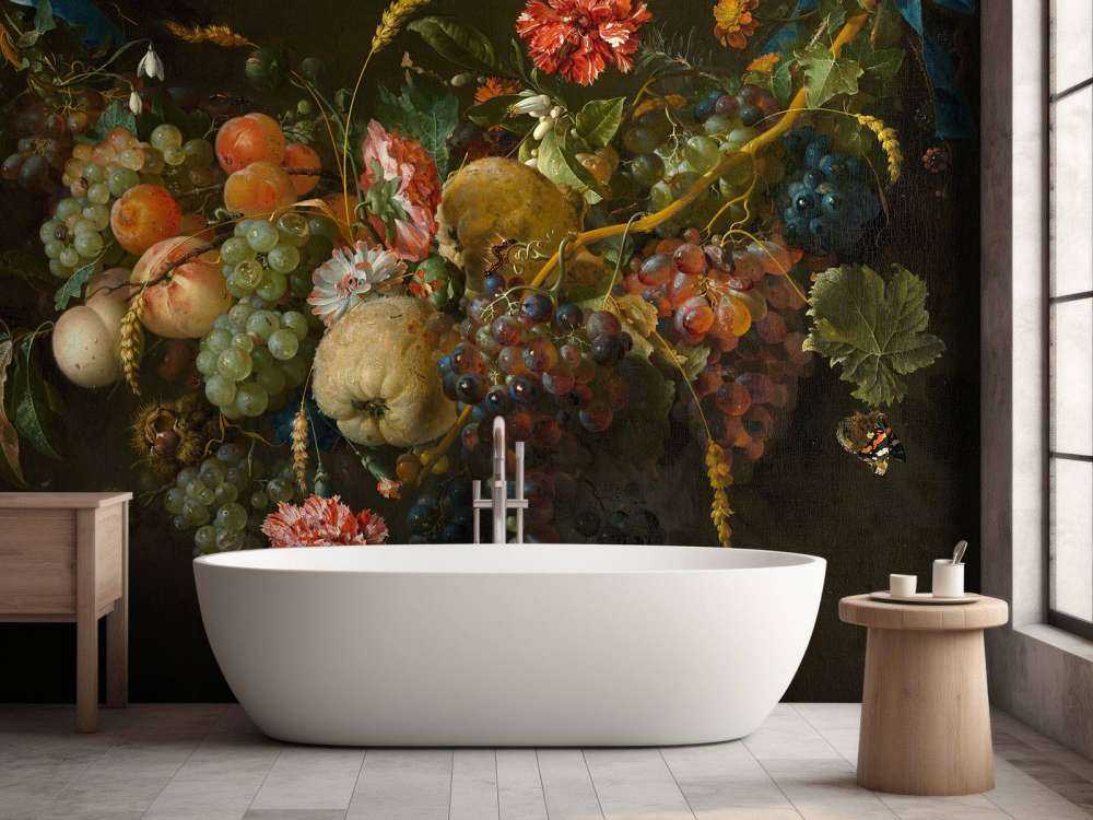 Garland of fruits with a few flowers