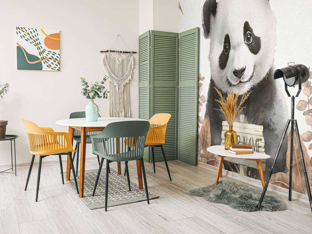 Baby panda in the jungle taupe