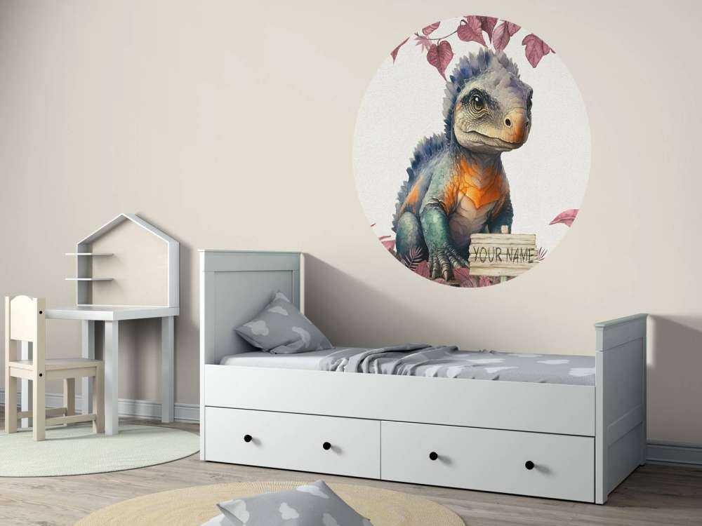 Baby ankylosaurus in the pink jungle