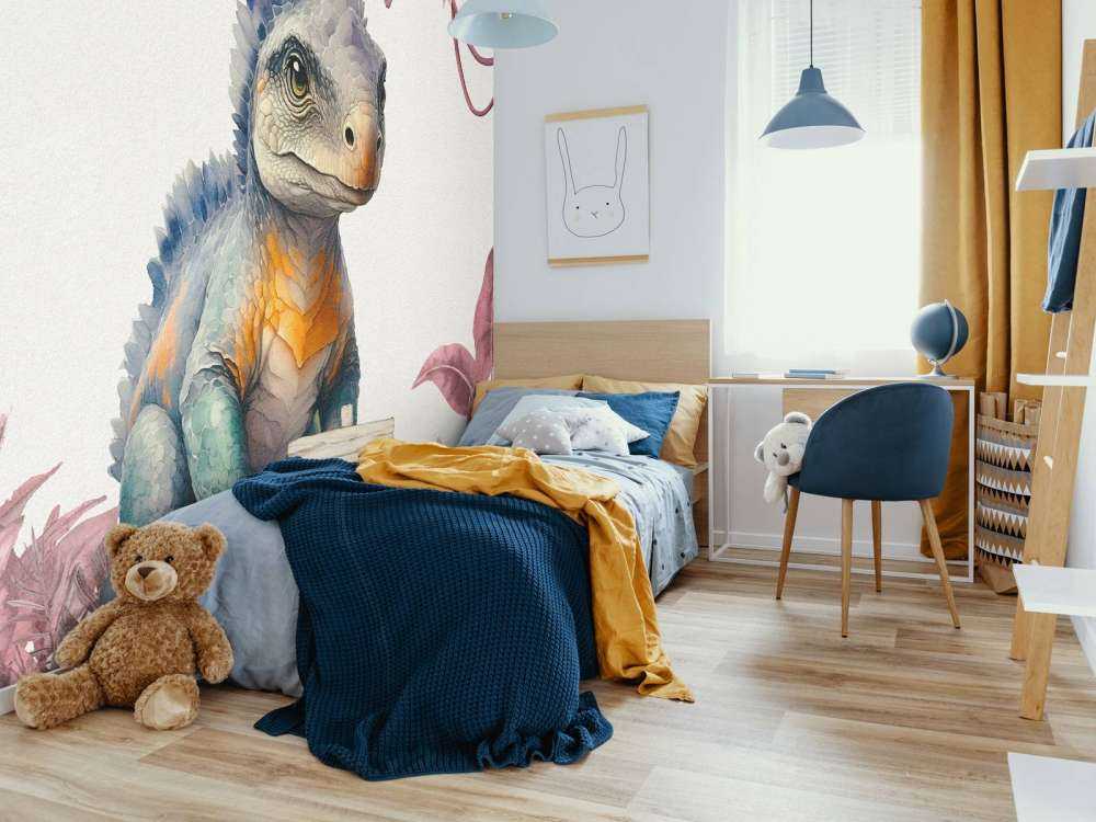 Baby ankylosaurus in the pink jungle