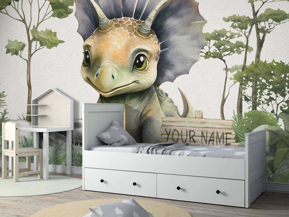 Baby triceratops in the jungle