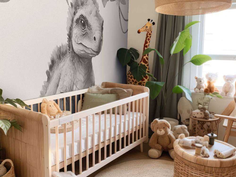 Baby ankylosaurus in the beige jungle