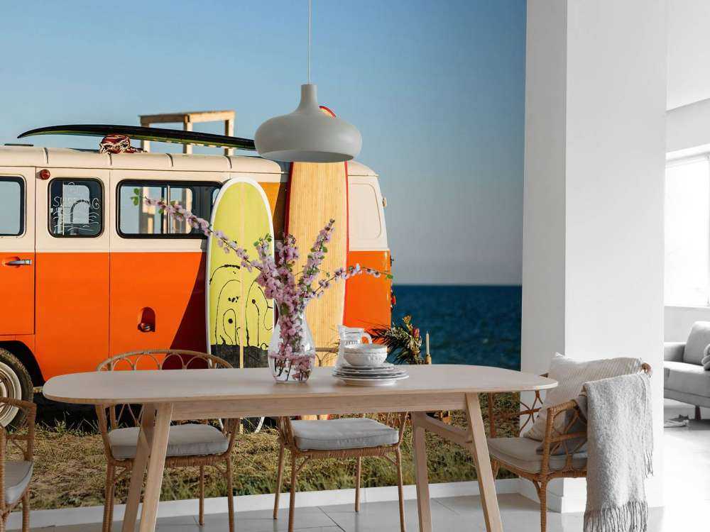 Bus with surfboard