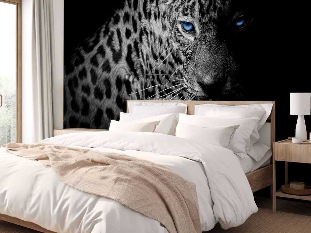 Leopard on black background