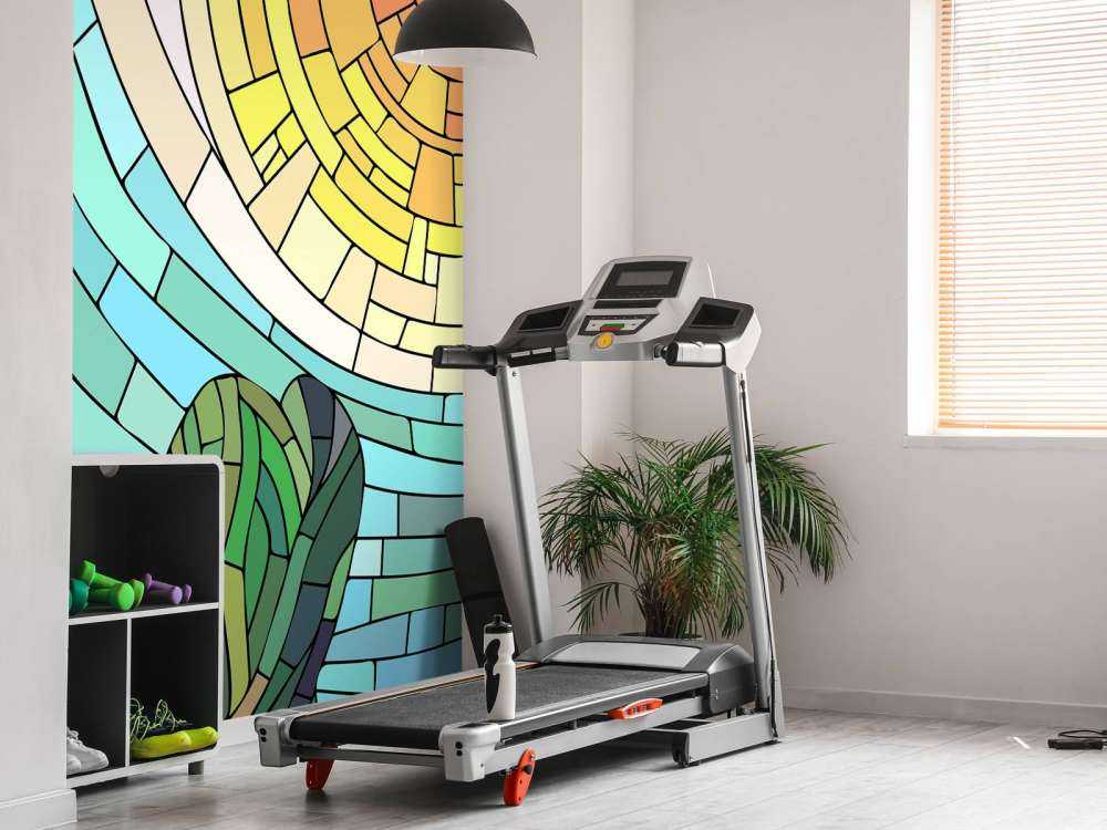 Red sun by the trees