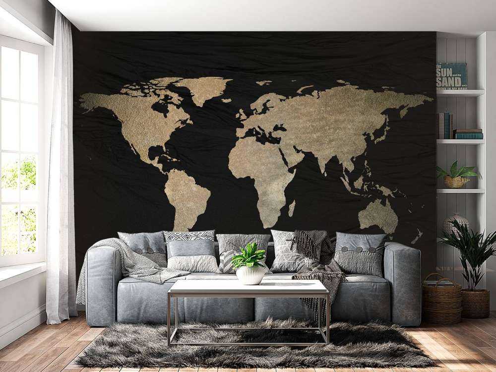 World map light gold