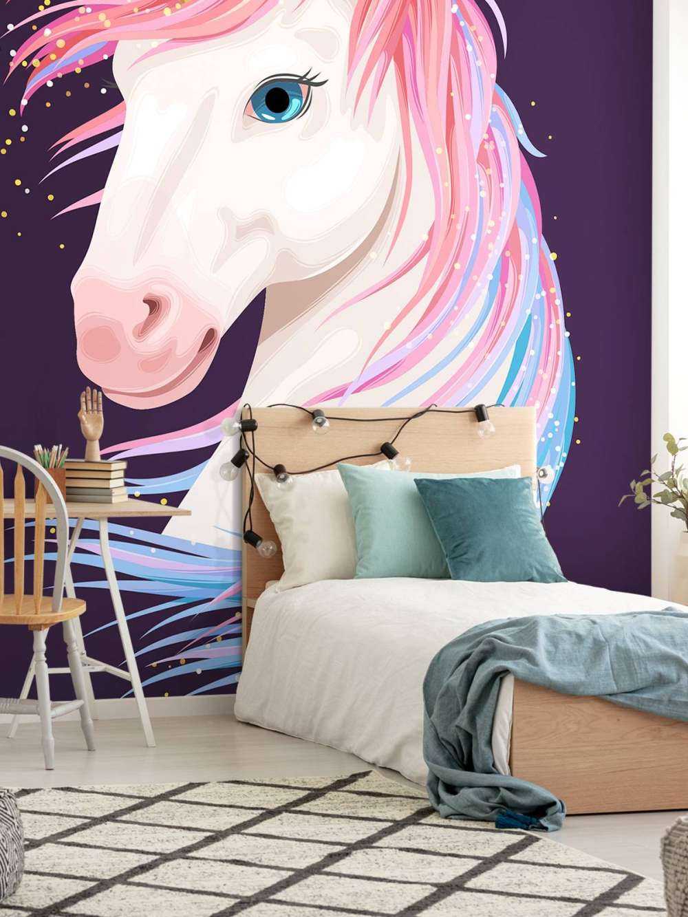 Unicorn with coloured mane