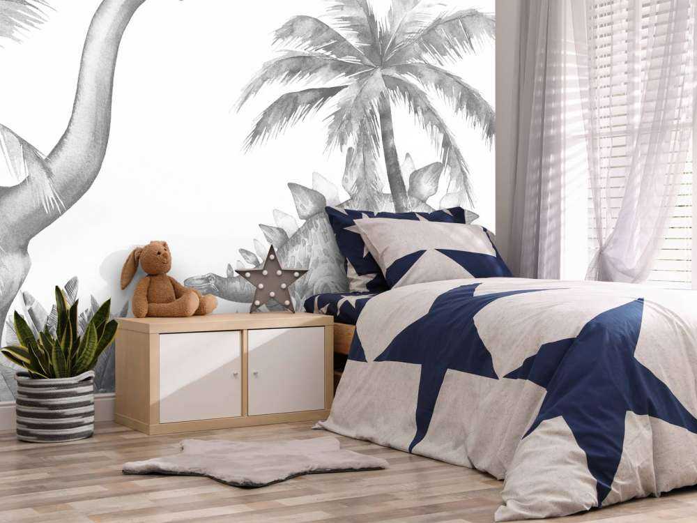 Dinosaurs in black and white