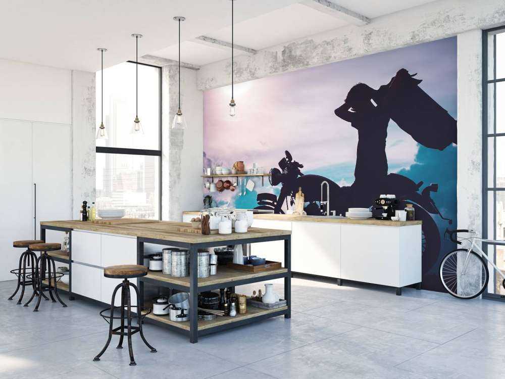 Silhouette motorcyclist