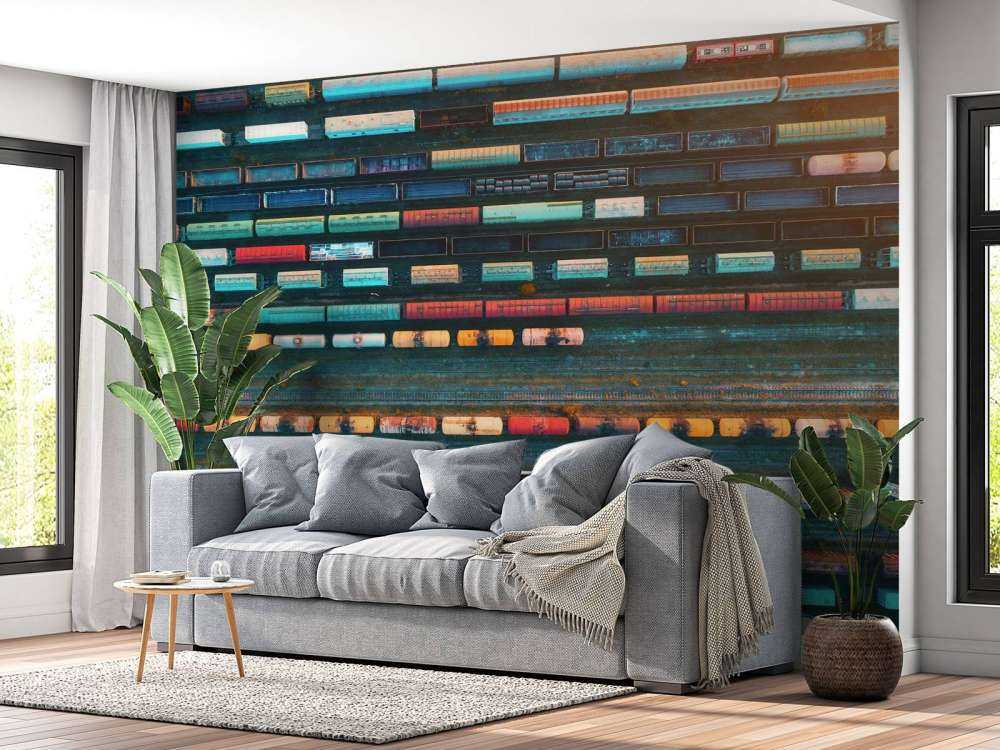 Drone view freight wagons