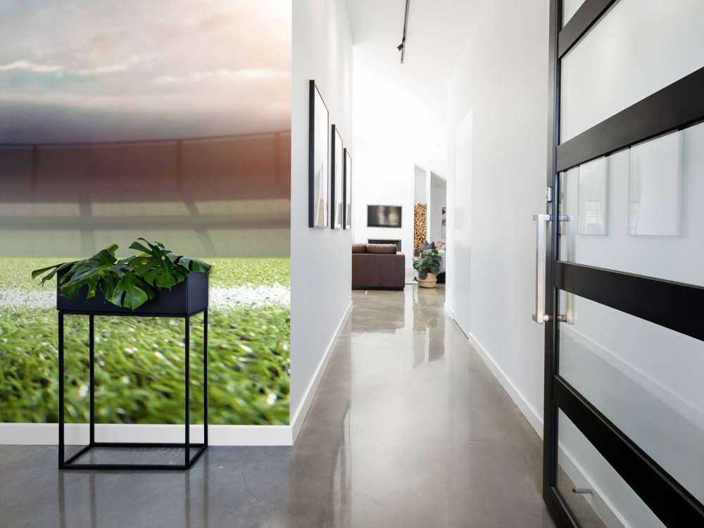 Stadium with soccer player