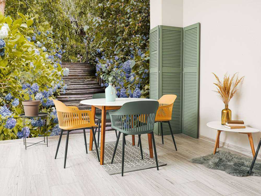 Blue flowers in park