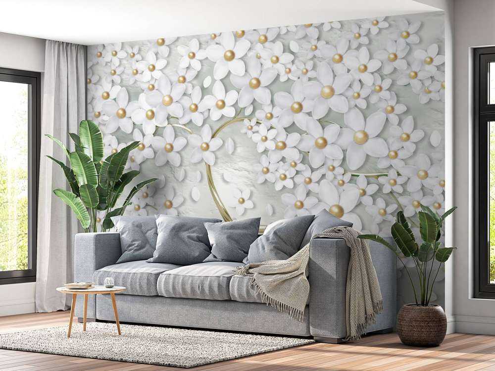 Golden white flowers