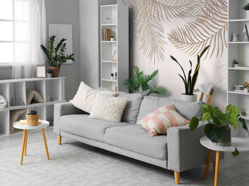 Beige colored palm leaves