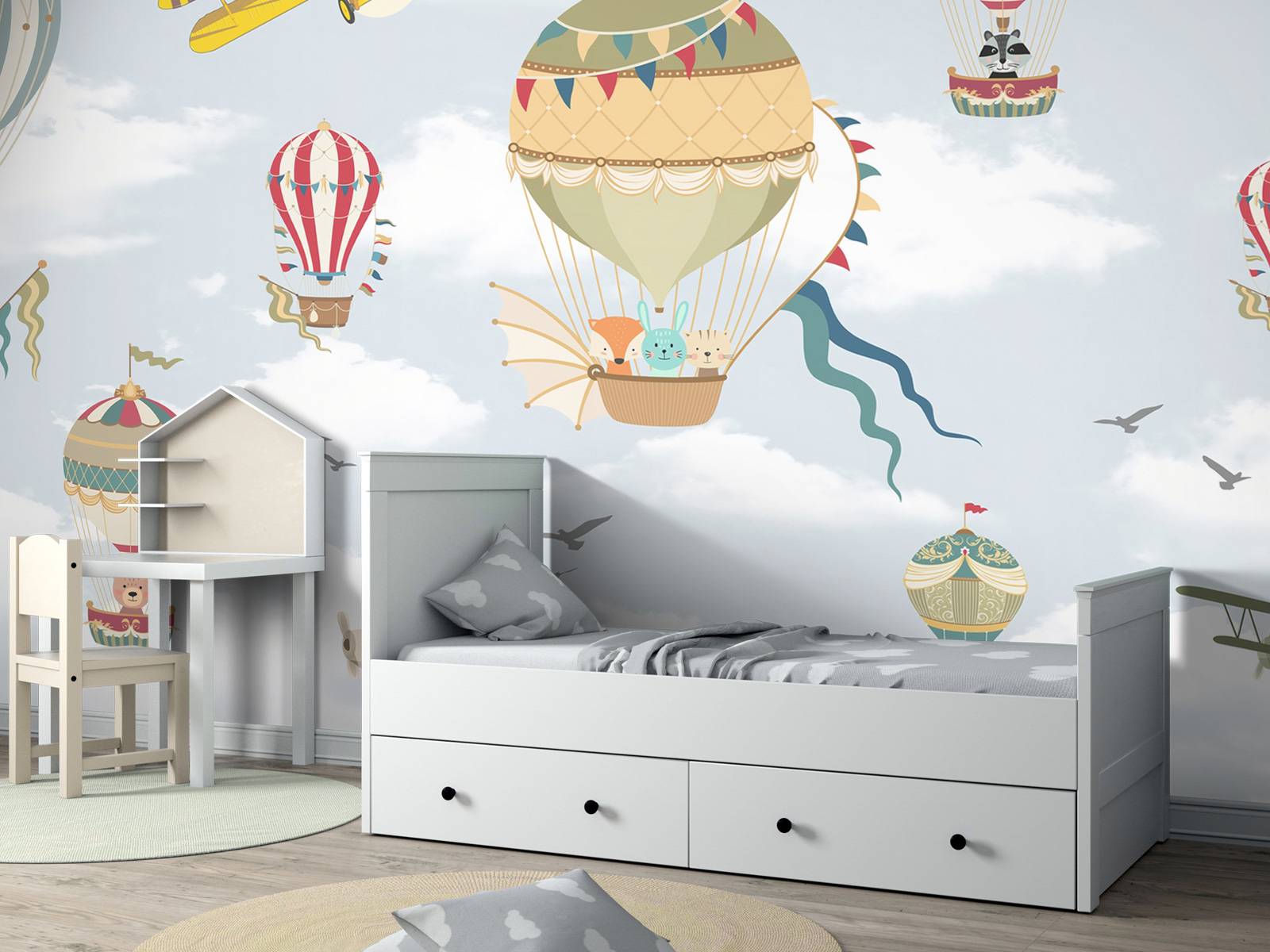 Animals in hot air balloons