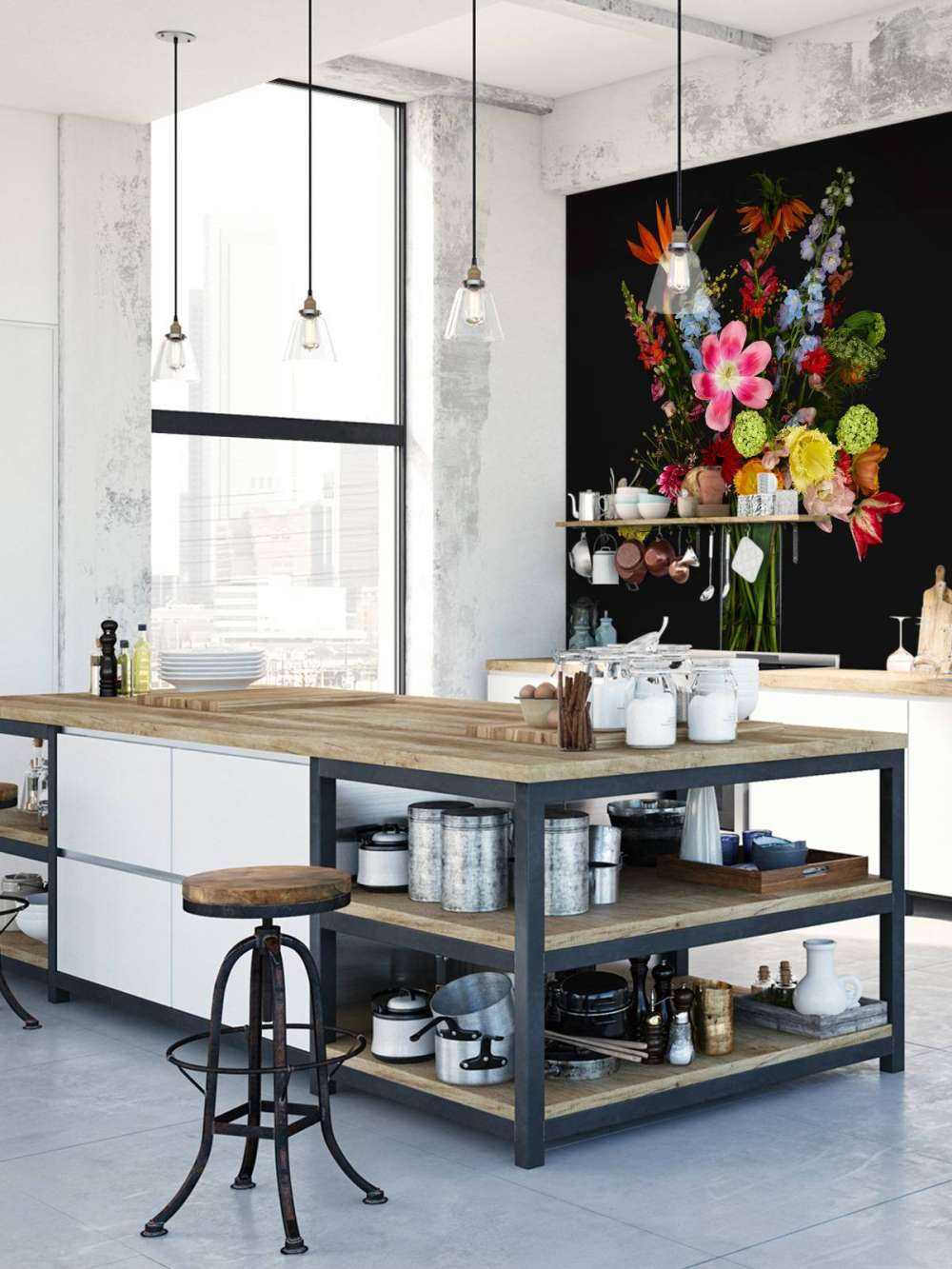 Bouquet of flowers in glass vase