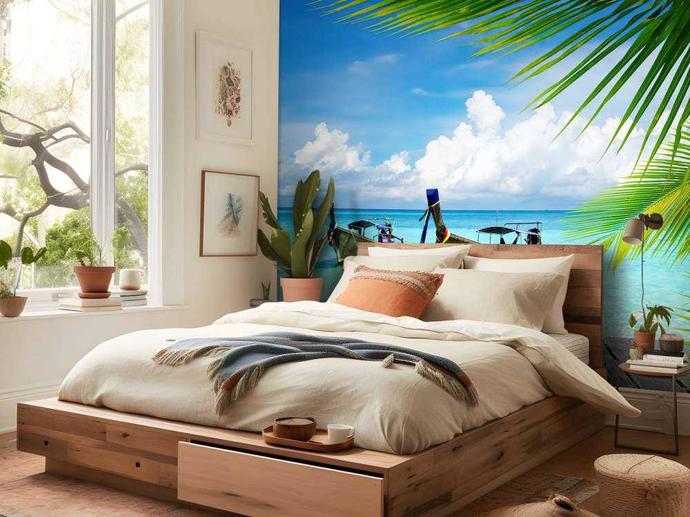 Boat and a palm tree