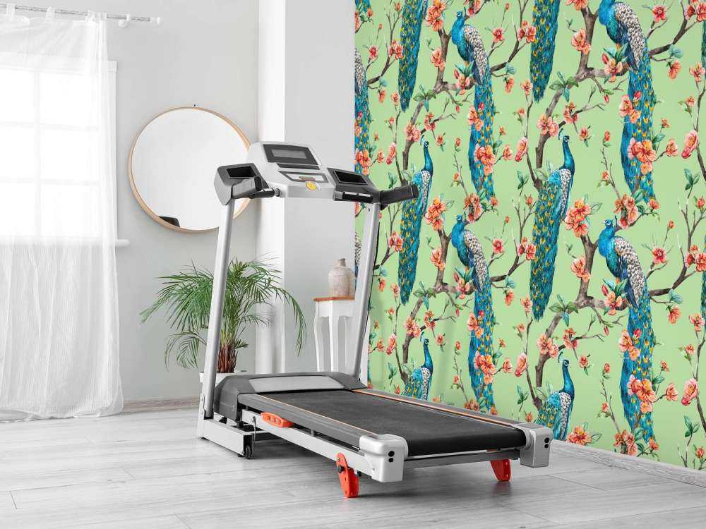 Peacock with Garden Blossom