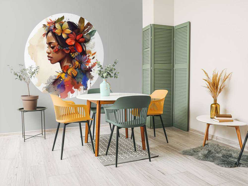 Watercolor Floral Indonesian Native Woman #4