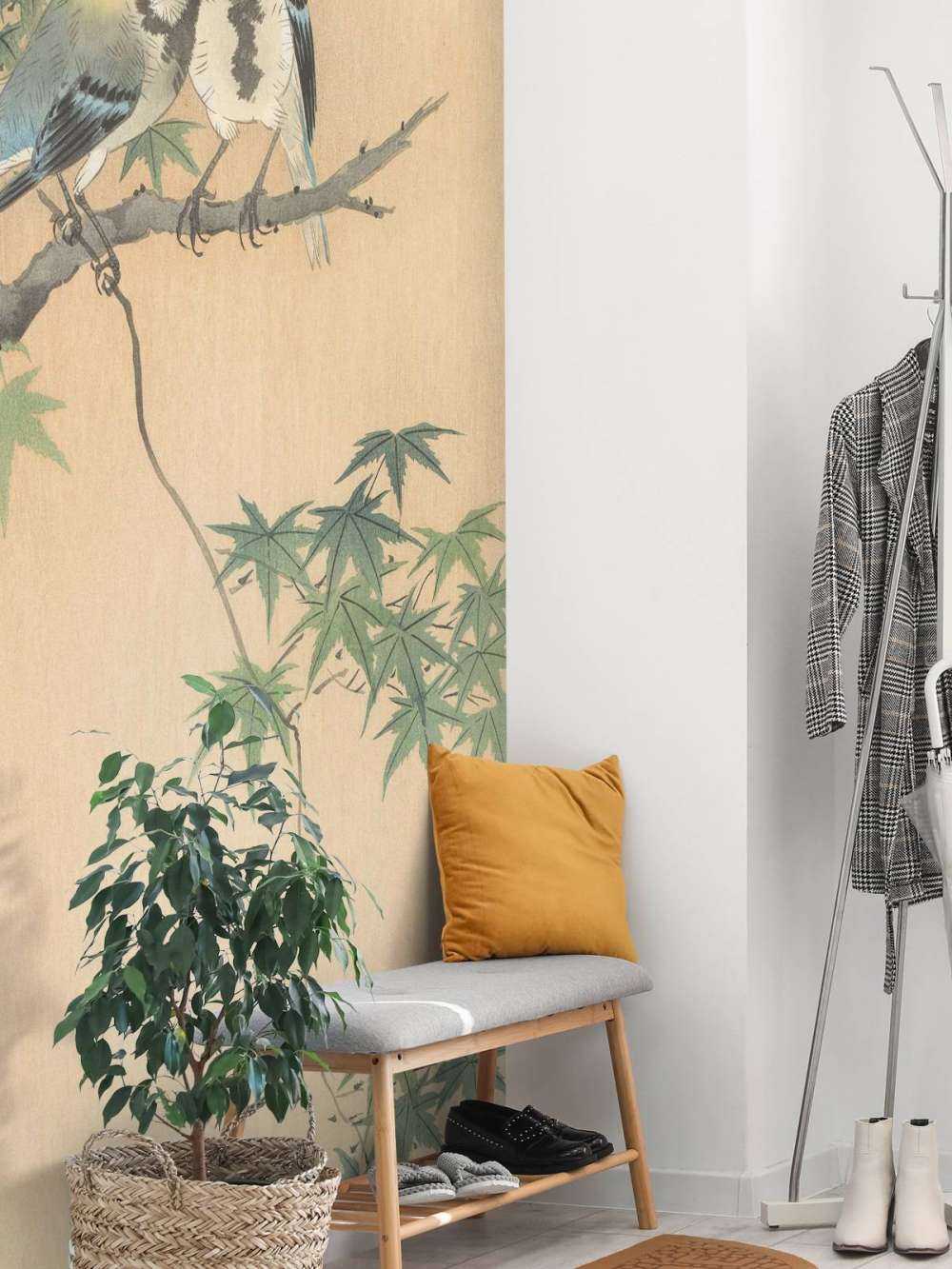 Great tits on maple branch