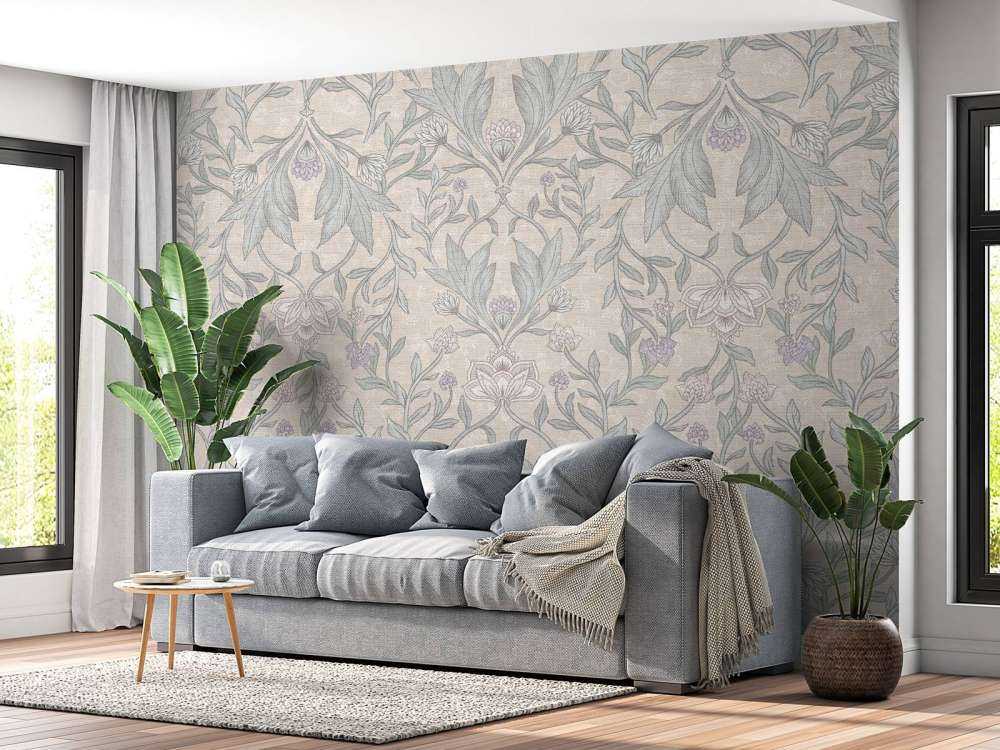 Morris florals damask - neutral beige