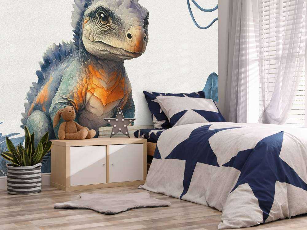 Baby ankylosaurus in the blue jungle