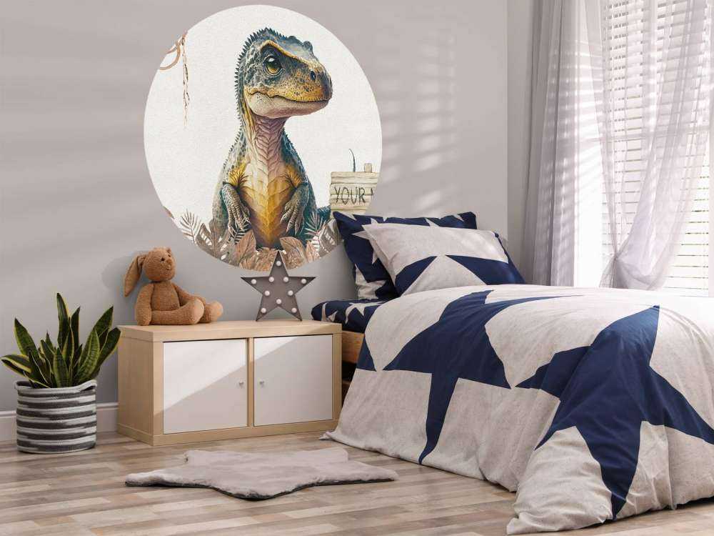 Baby t-rex in the taupe jungle