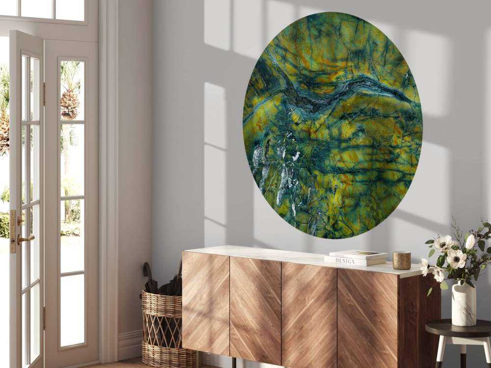 Green marble with orange