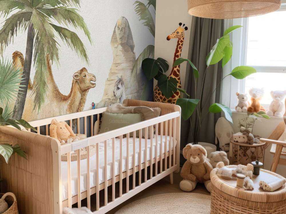 Camel and alpaca in the desert