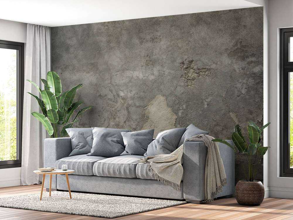 Cracked concrete with stucco