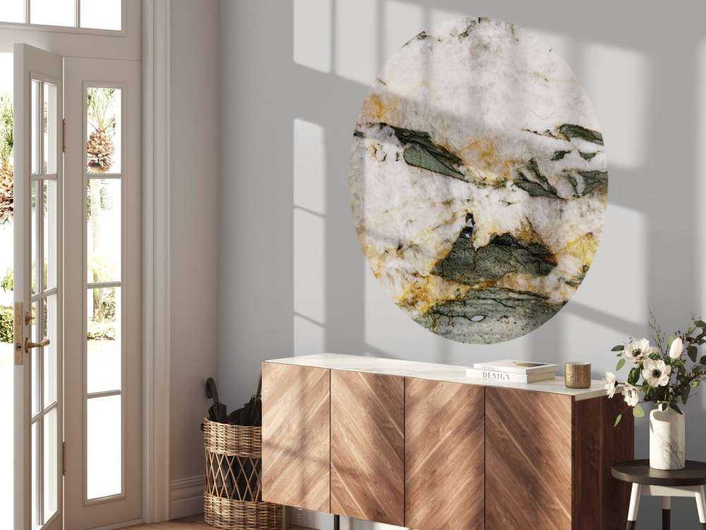 White marble with green elements