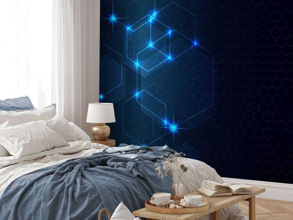 Abstract glowing hexagons
