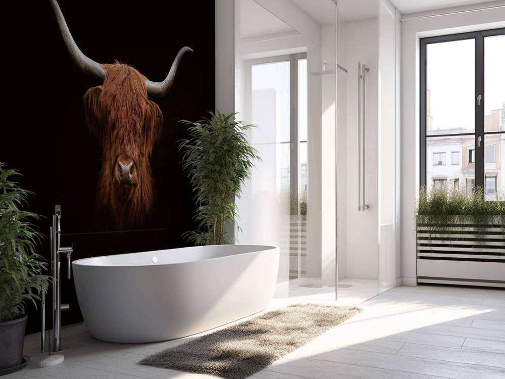 Scottish Highlander on dark background