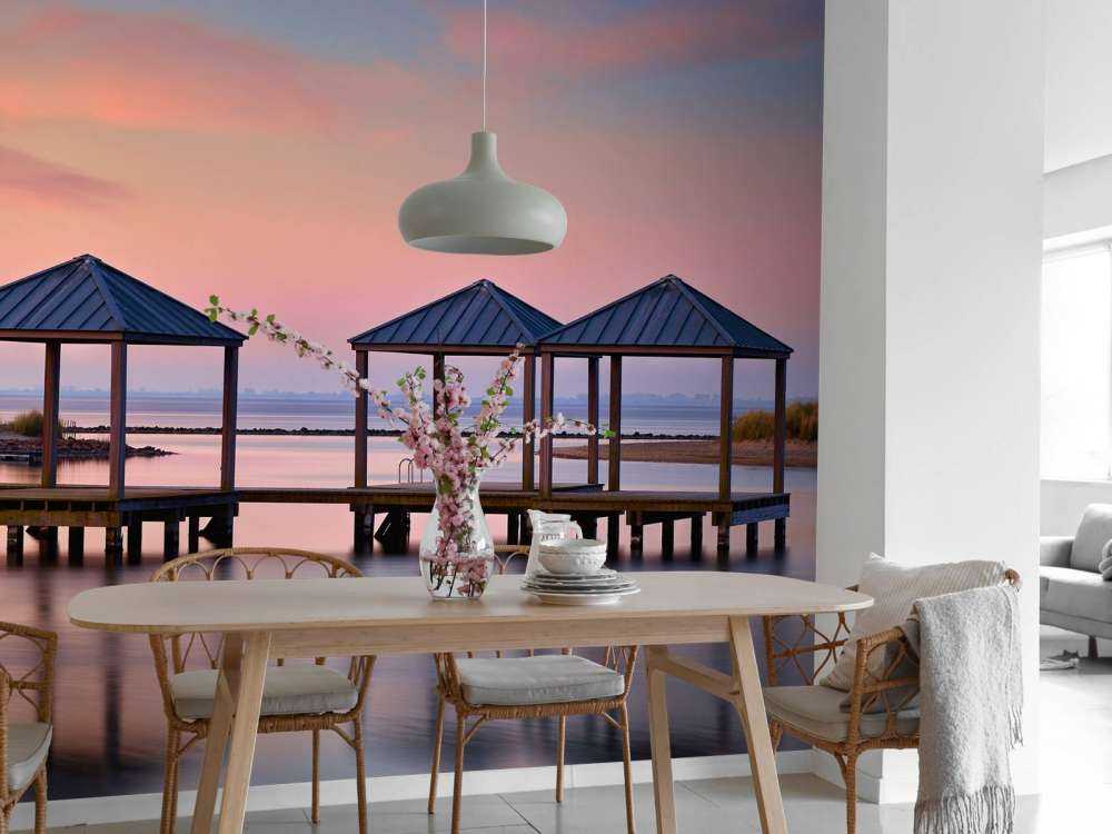 Swimming jetty at sunrise