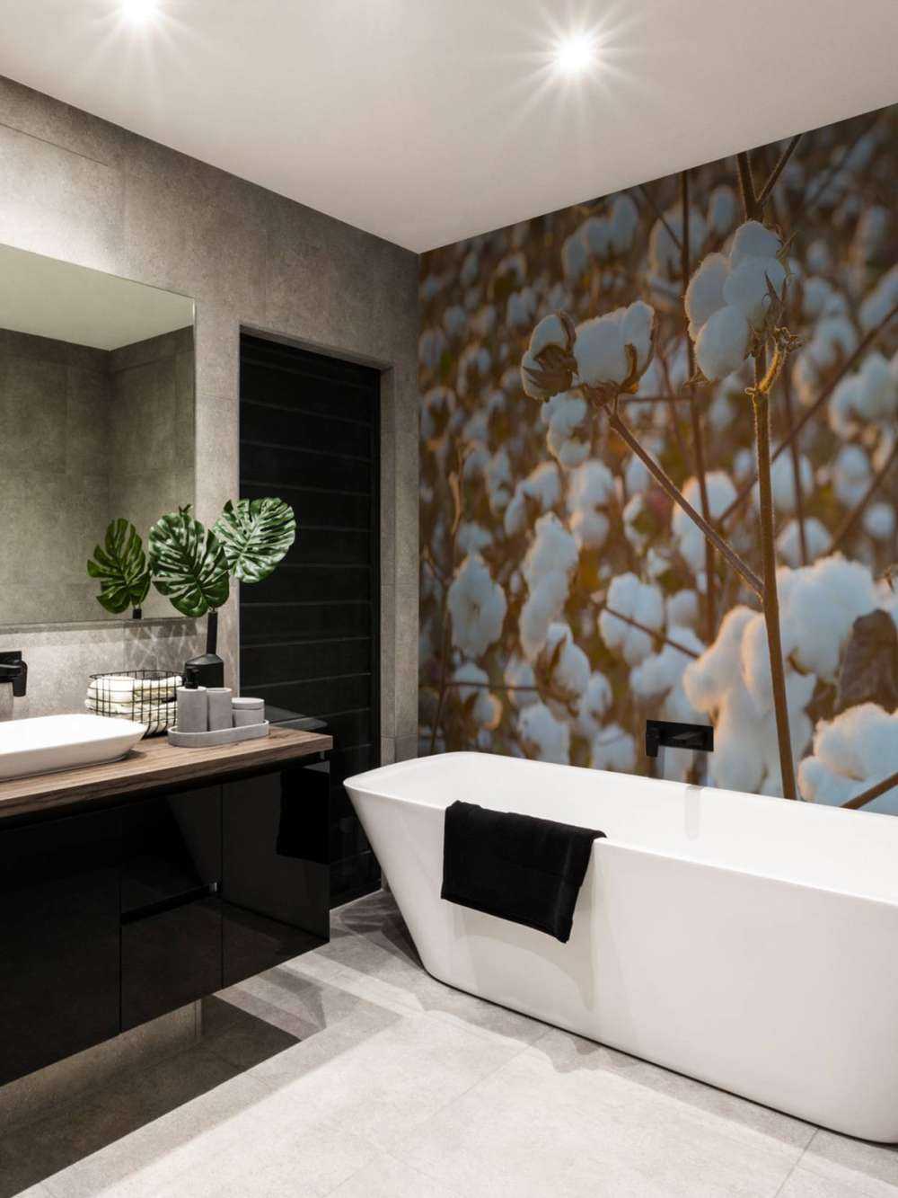 Cotton field with golden yellow sky