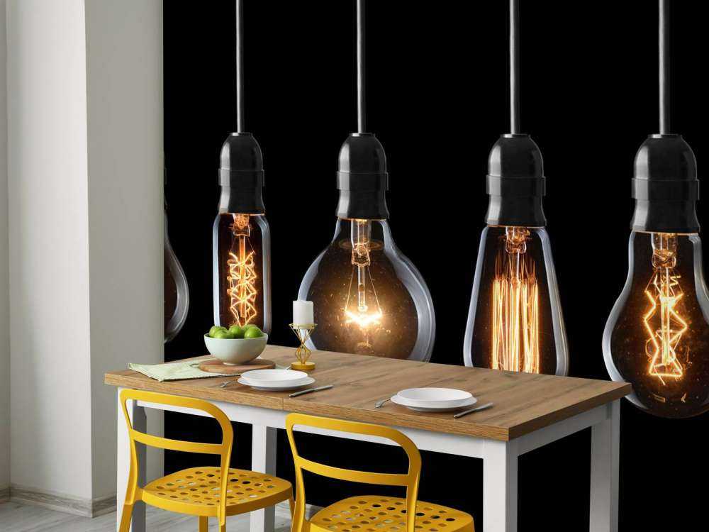 Lamps on a black background